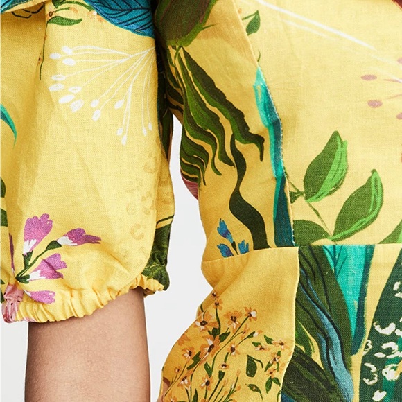 FARM Rio Golden Jungle Linen Midi Dress sz Small - Picture 4 of 16